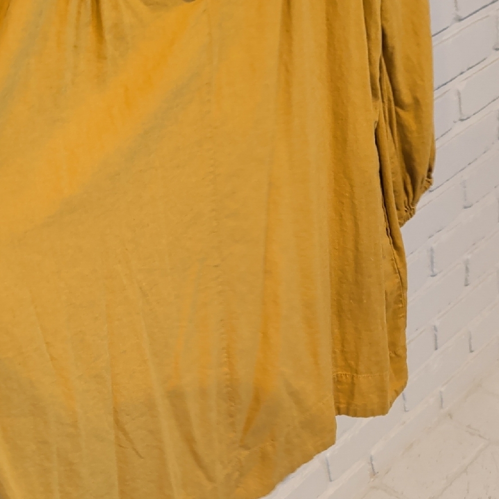 Free People Pintuck Tunic Linen Top Mustard - Picture 4 of 8
